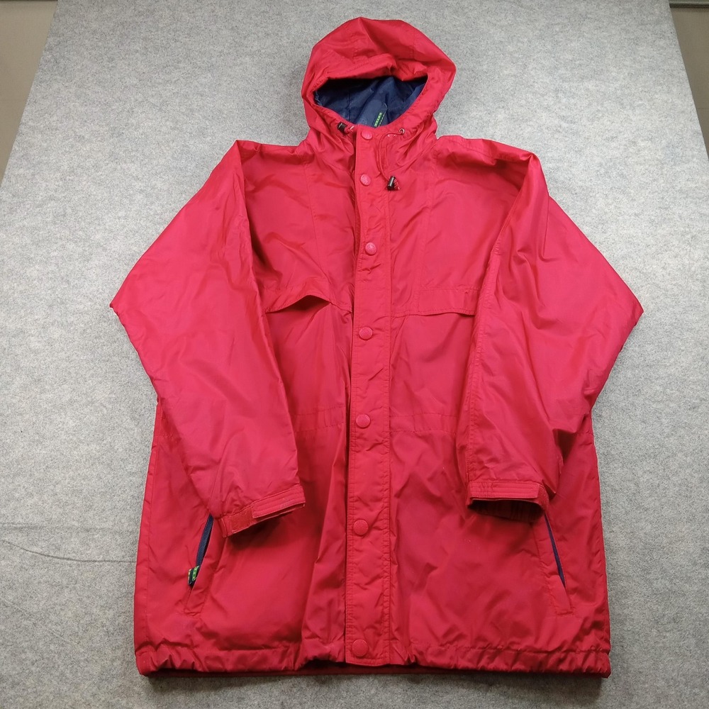 Vintage Eddie Bauer Jacket Mens Medium Red Hooded Nylon EBTEK Parka EB650 90s
